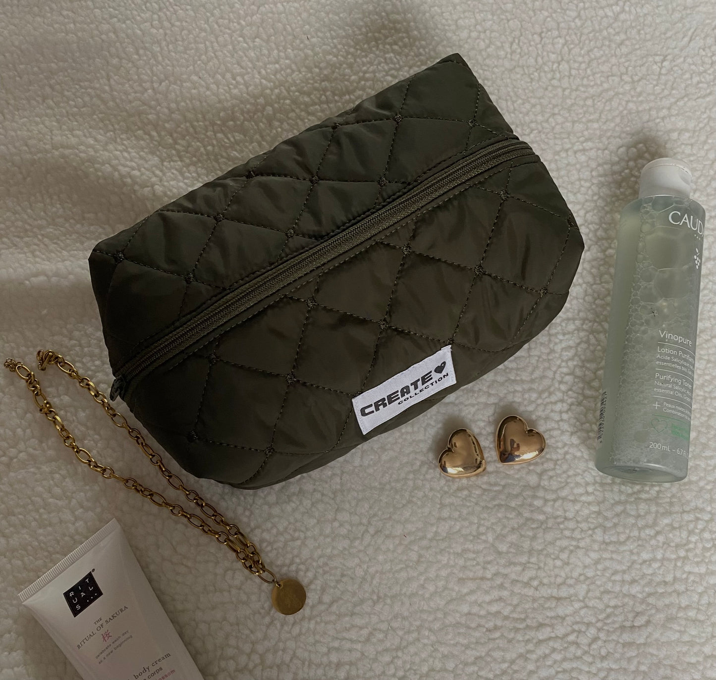 Trousse matelassée kaki