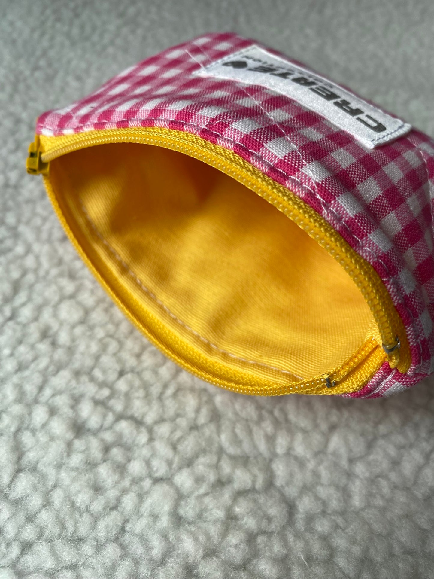 mini pochette vichy rose et jaune