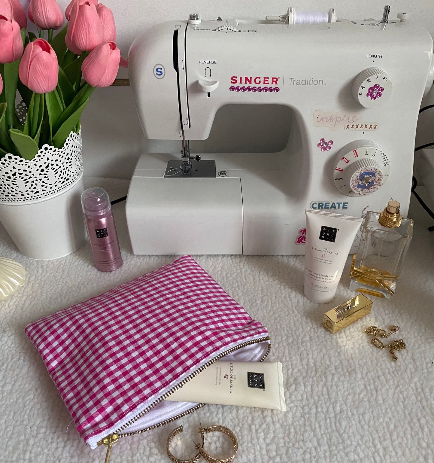 Pochette en vichy rose