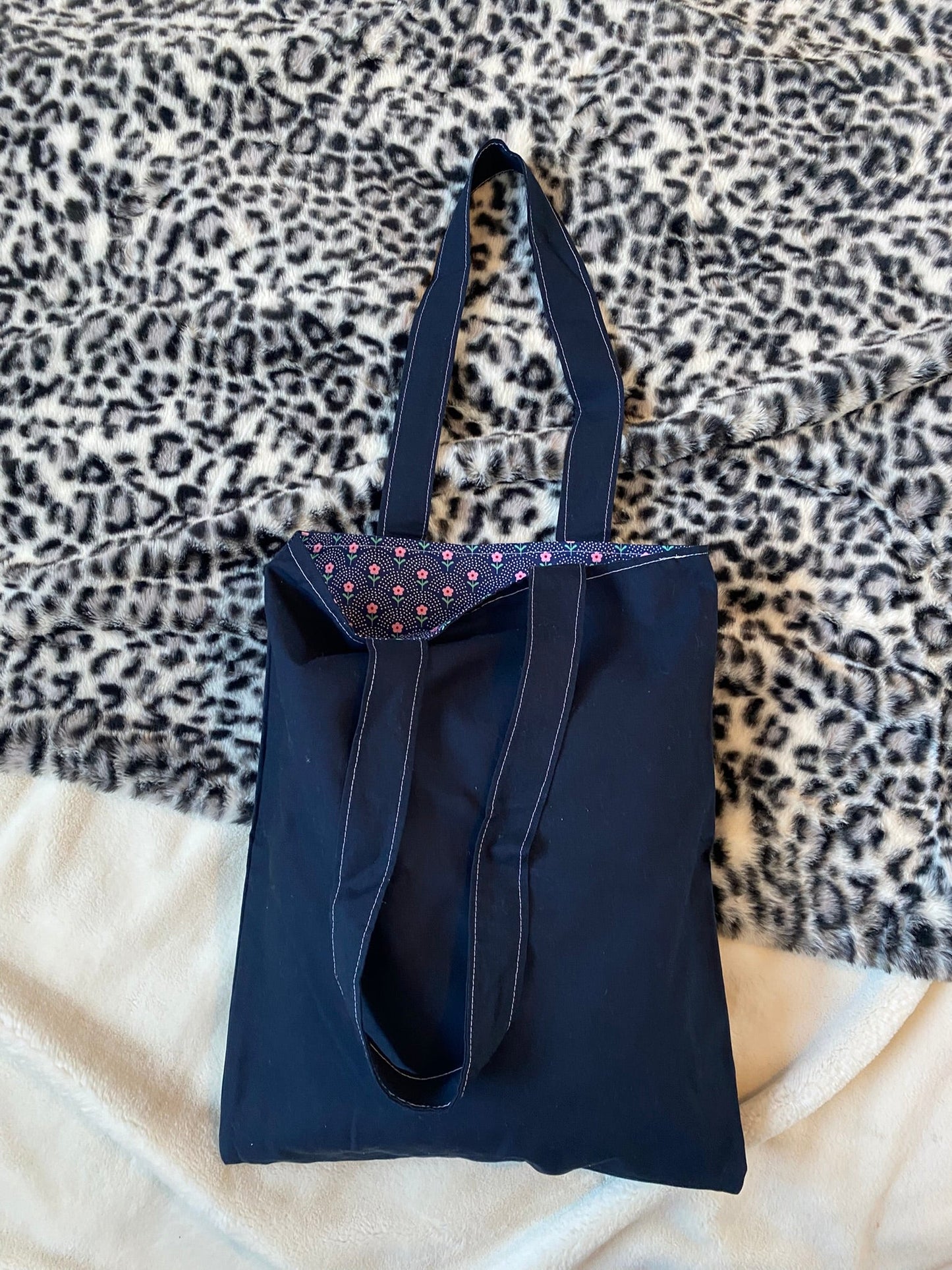 Totebag réversible bleu marine