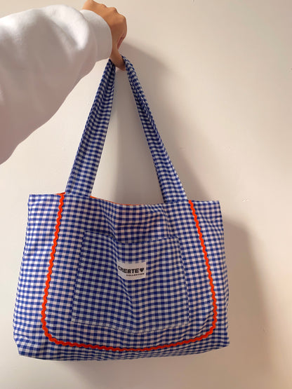 Sac cabas vichy bleu