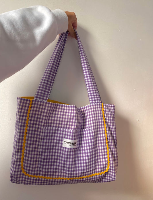 Sac cabas vichy violet