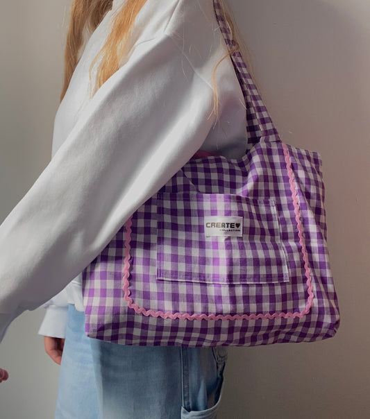 Sac cabas vichy violet