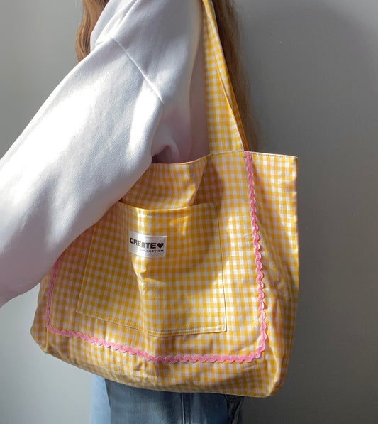 Sac cabas vichy jaune