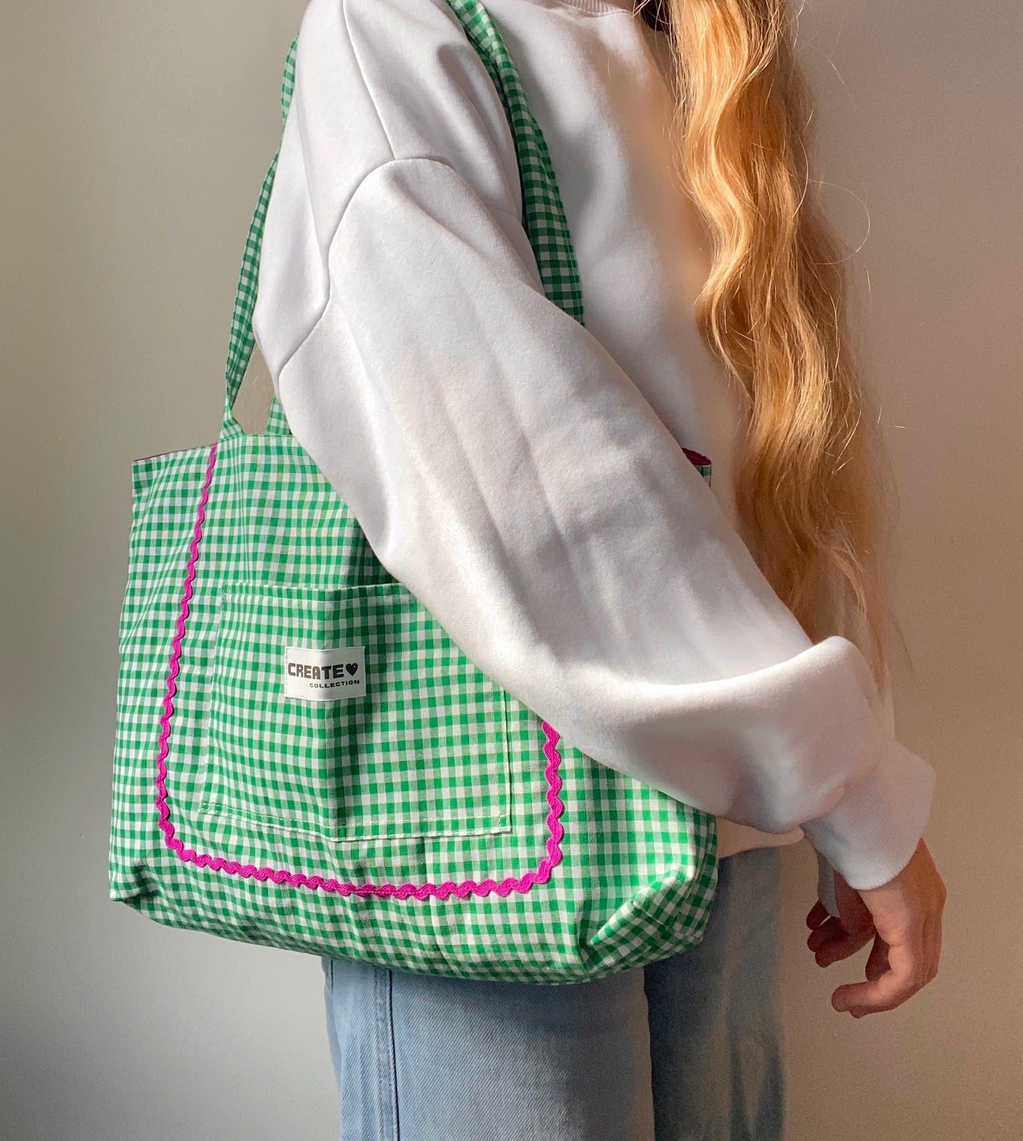 Sac cabas vichy vert foncé