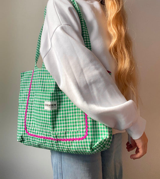 Sac cabas vichy vert foncé