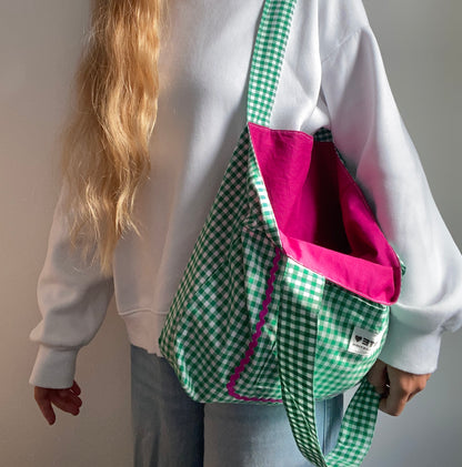 Sac cabas vichy vert foncé