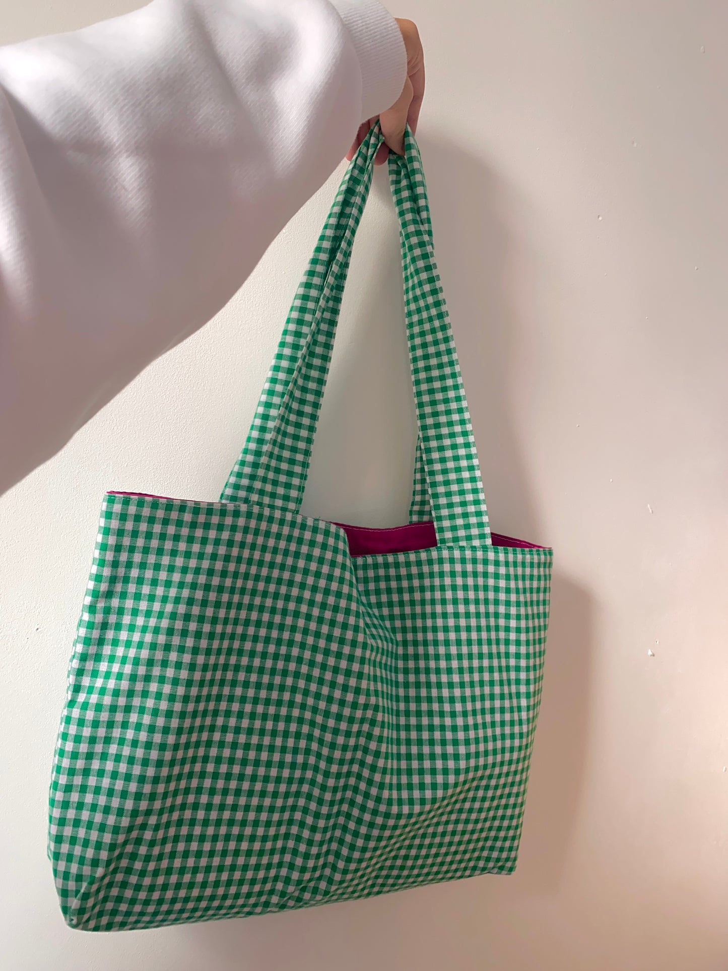 Sac cabas vichy vert foncé
