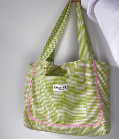 Sac cabas vichy vert clair