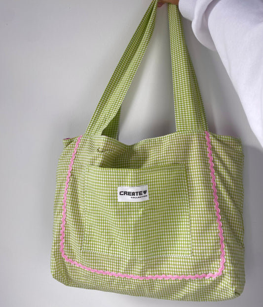 Sac cabas vichy vert clair