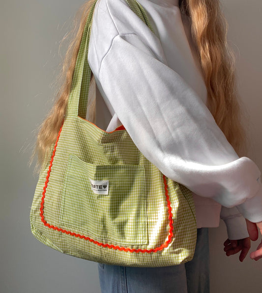 Sac cabas vichy vert clair