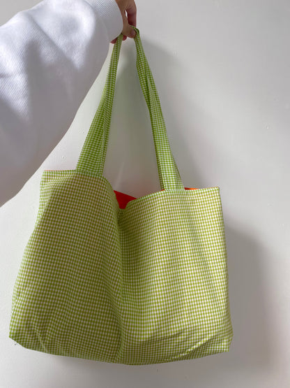Sac cabas vichy vert clair