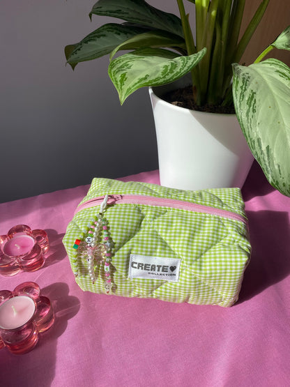 Trousse vichy vert clair et rose