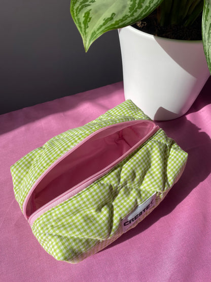 Trousse vichy vert clair et rose