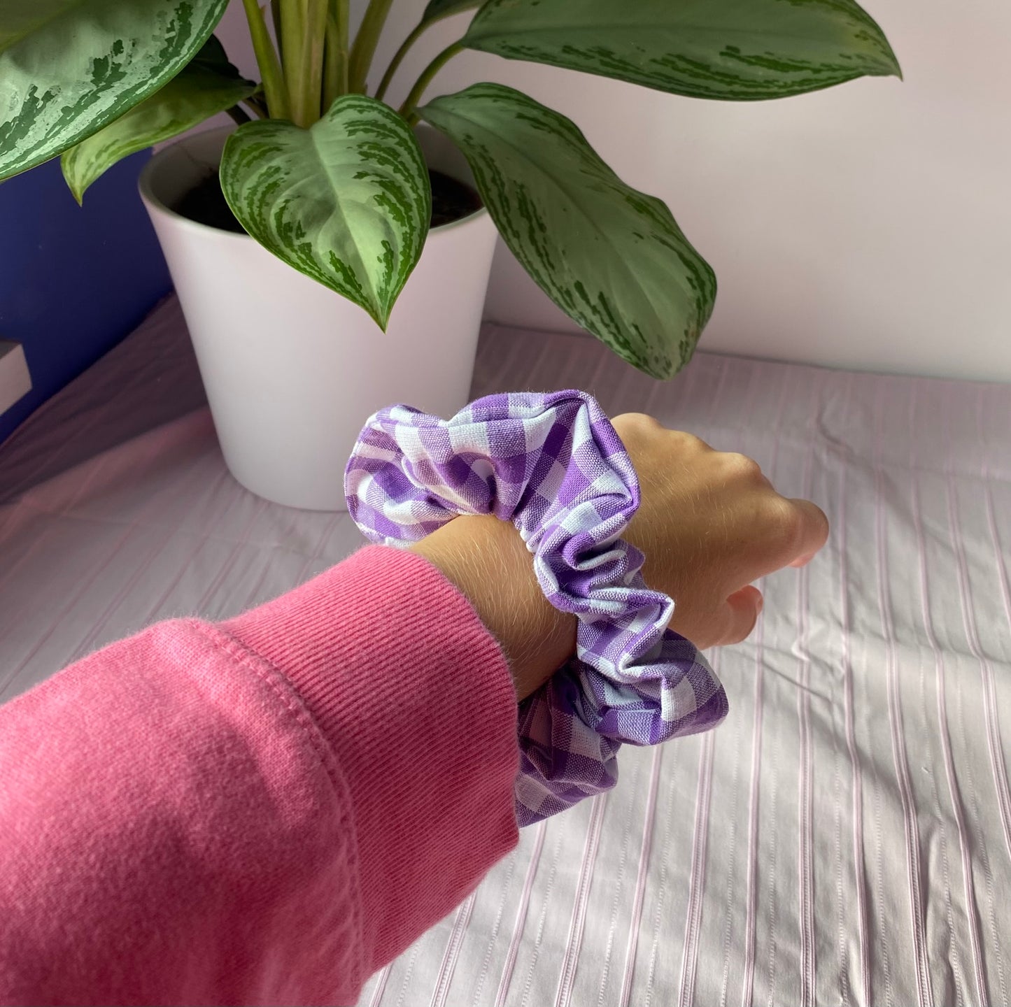 Chouchou vichy violet grand carreau