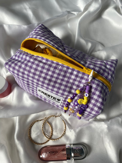Trousse vichy violet et jaune