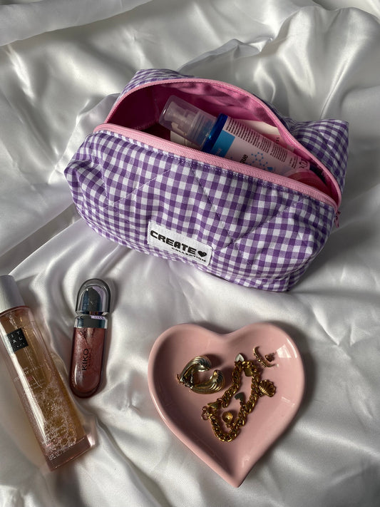 Trousse vichy violet et rose