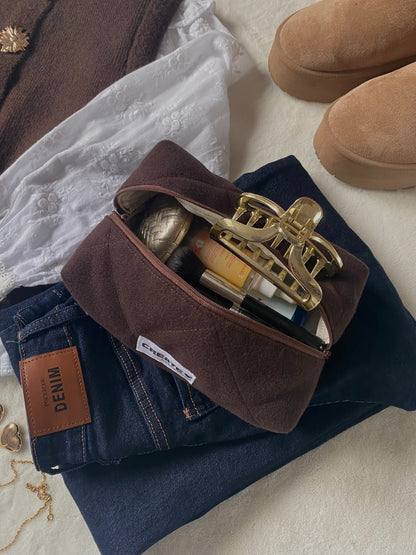 Trousse marron et beige