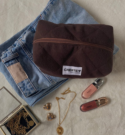 Trousse marron et beige