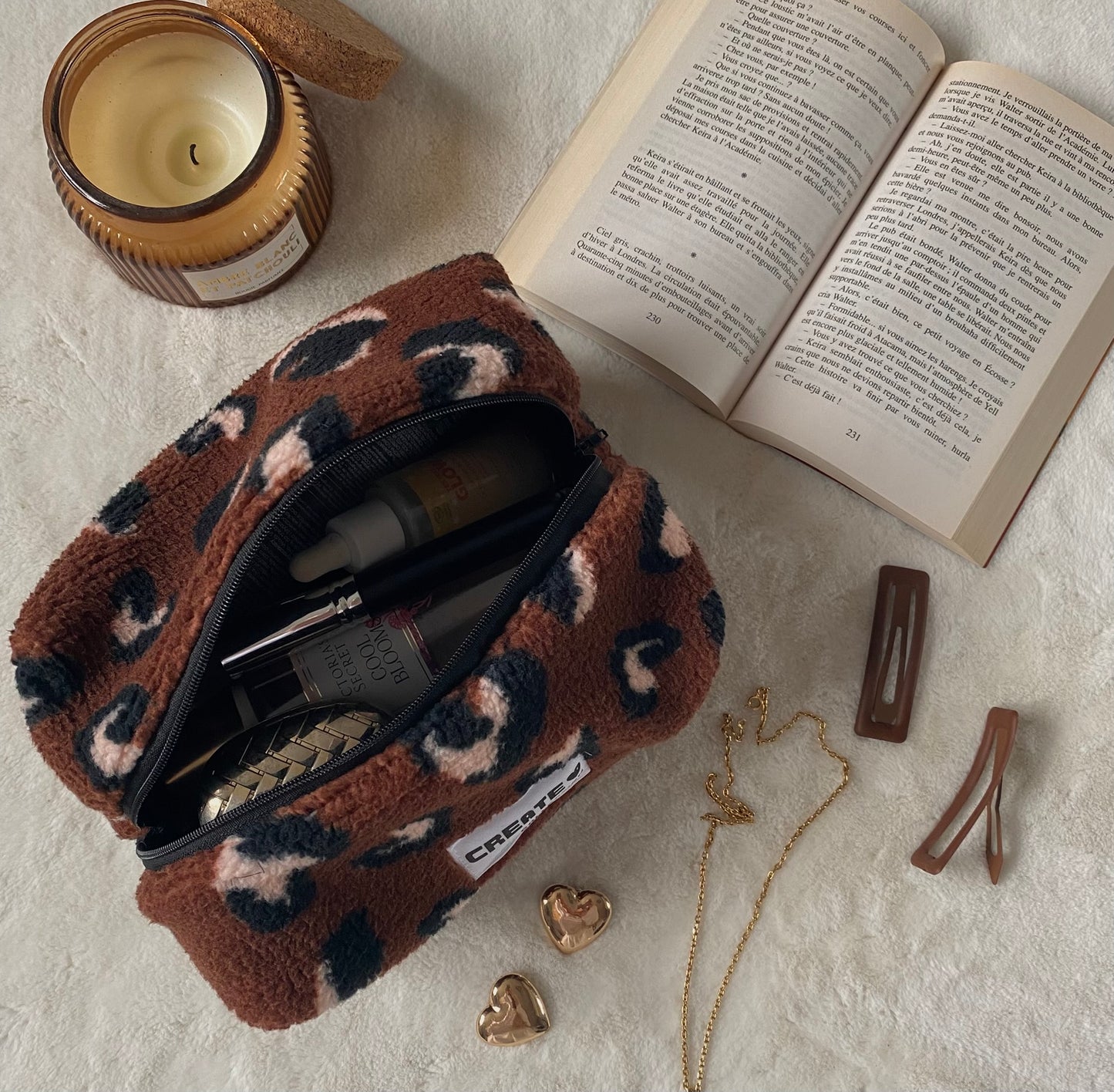 Trousse léopard marron