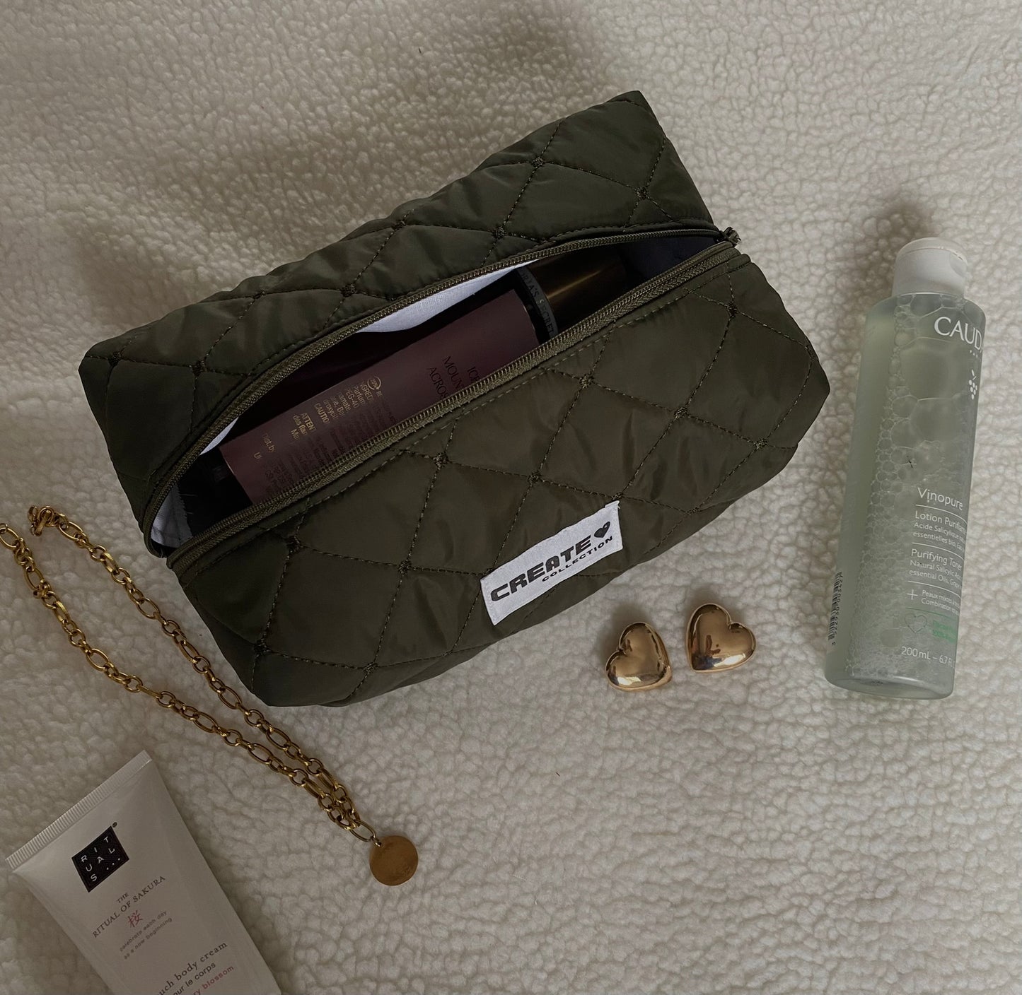 Trousse matelassée kaki