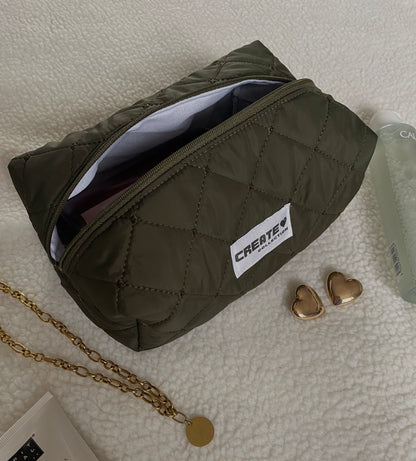 Trousse matelassée kaki