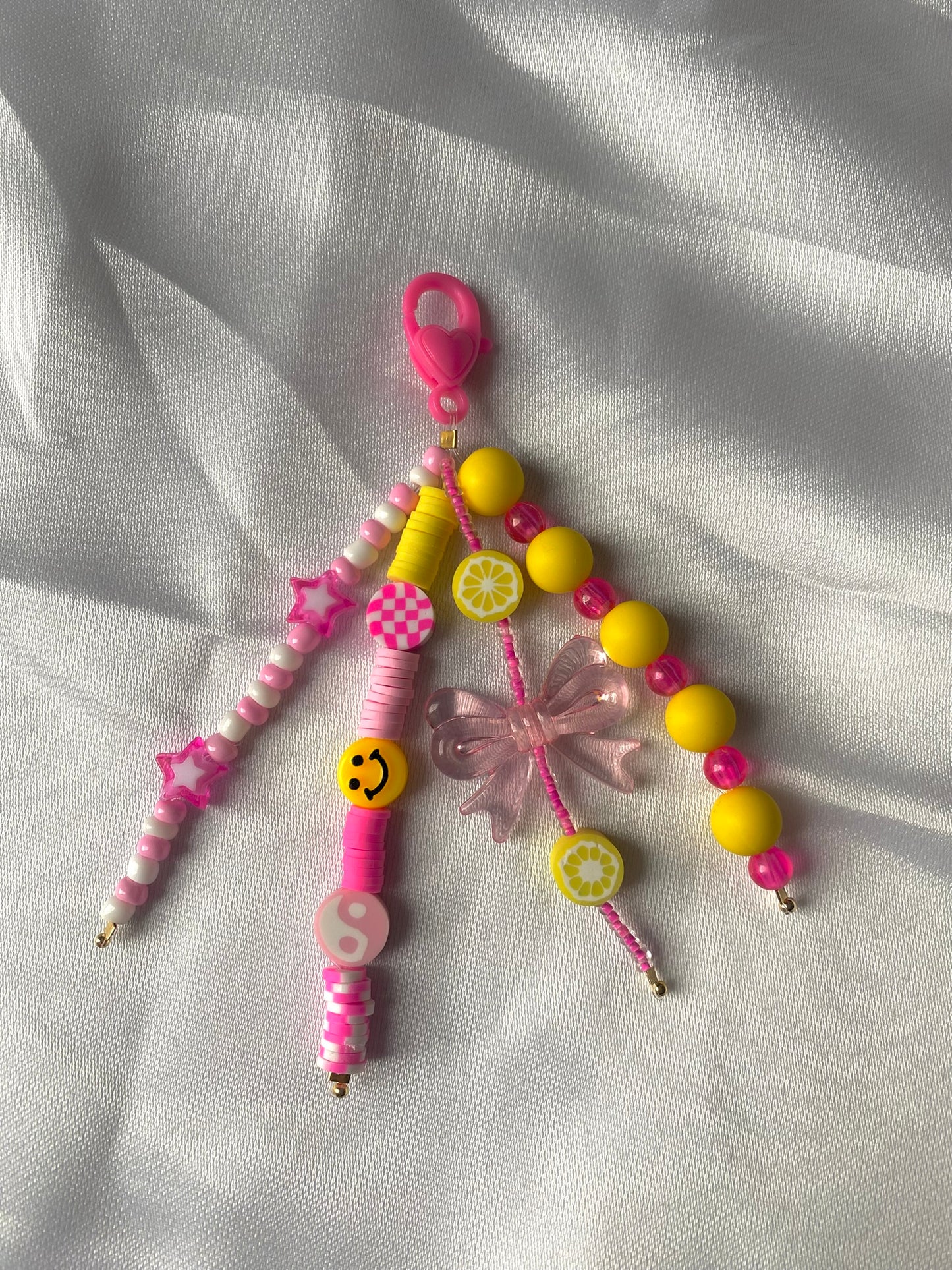 Porte-clés rose et jaune