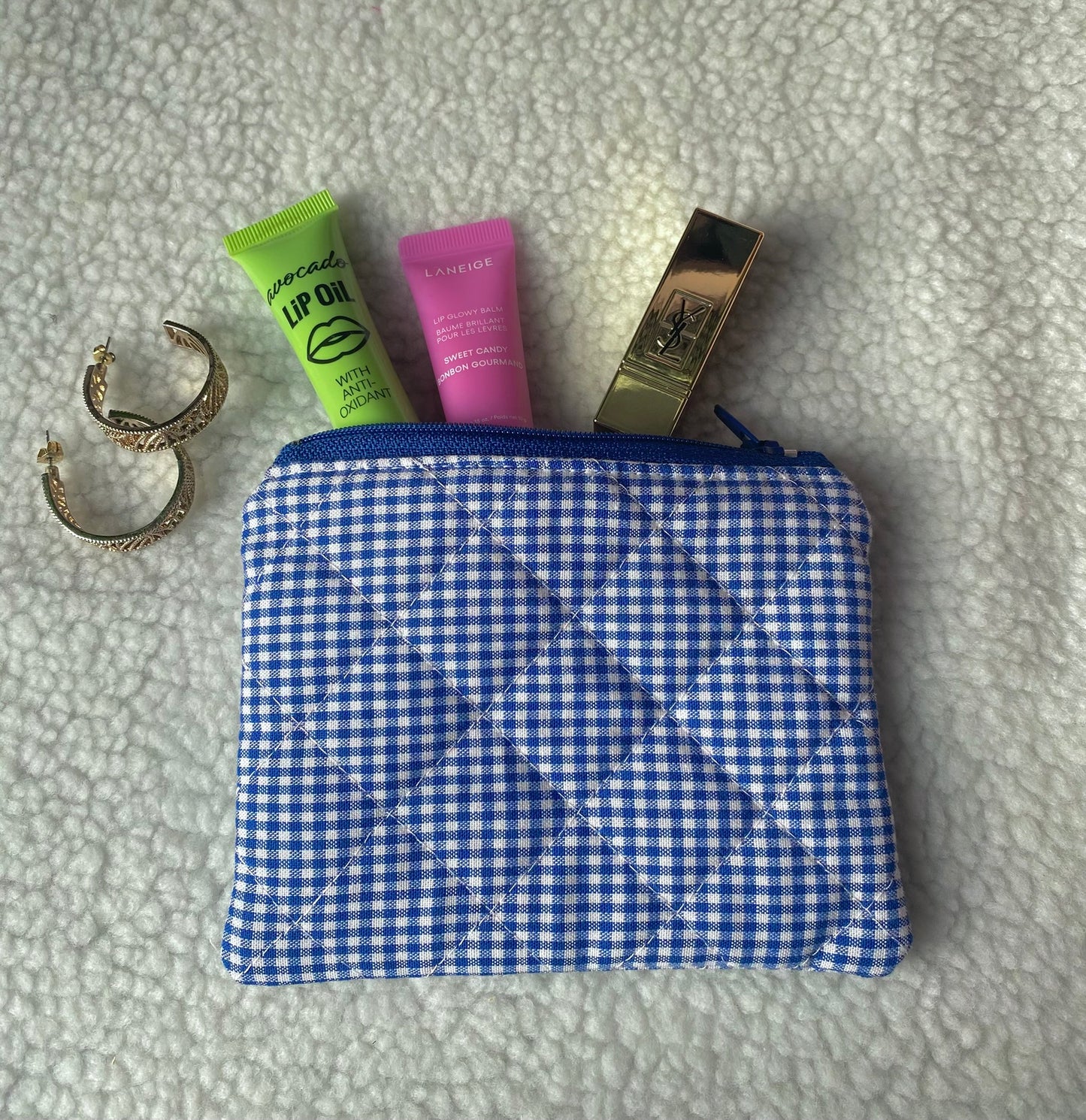 Mini pochette vichy bleu