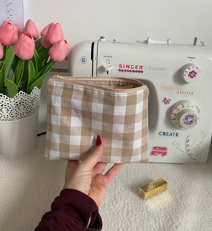 Pochette en vichy beige