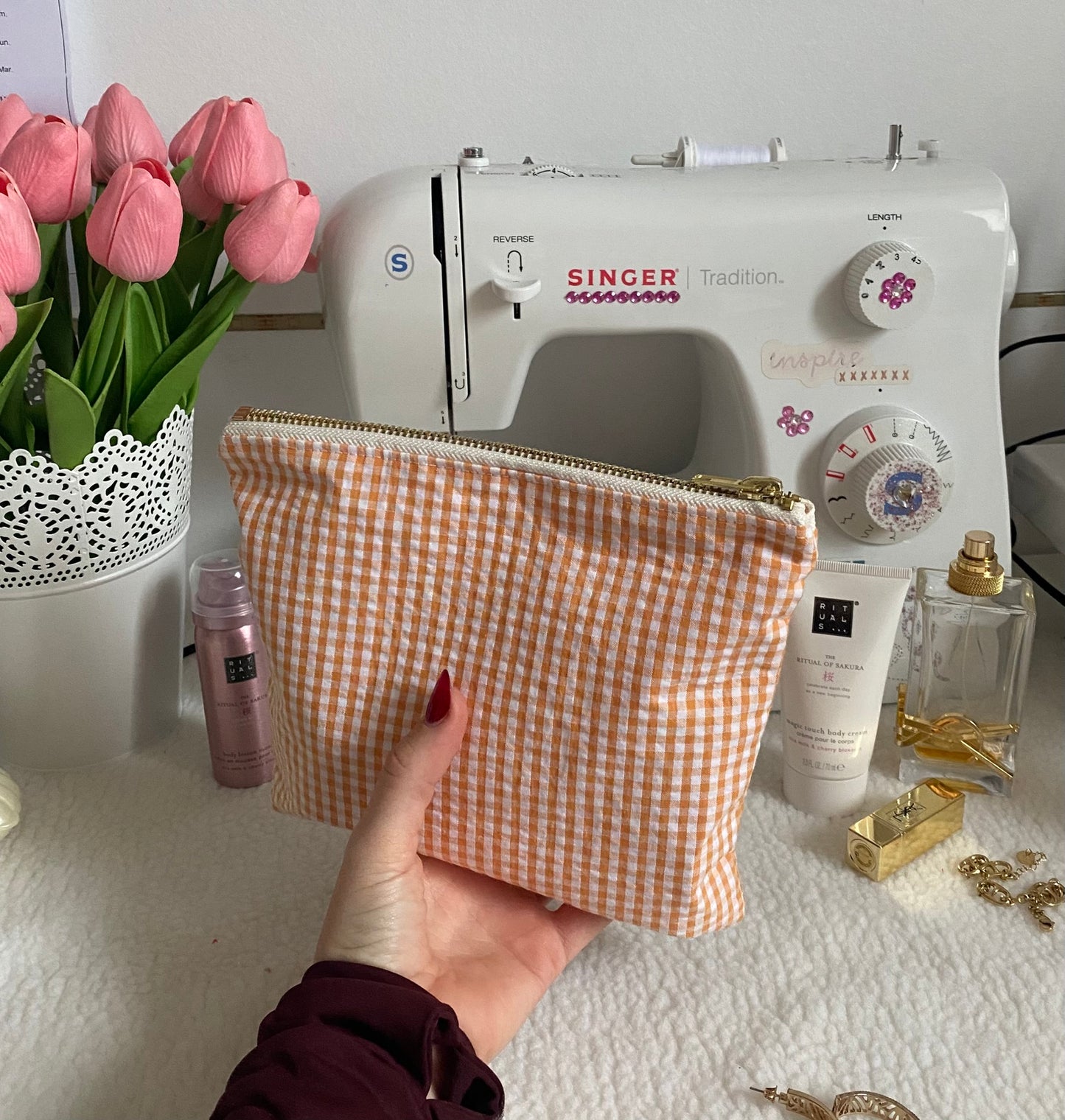 Pochette vichy orange