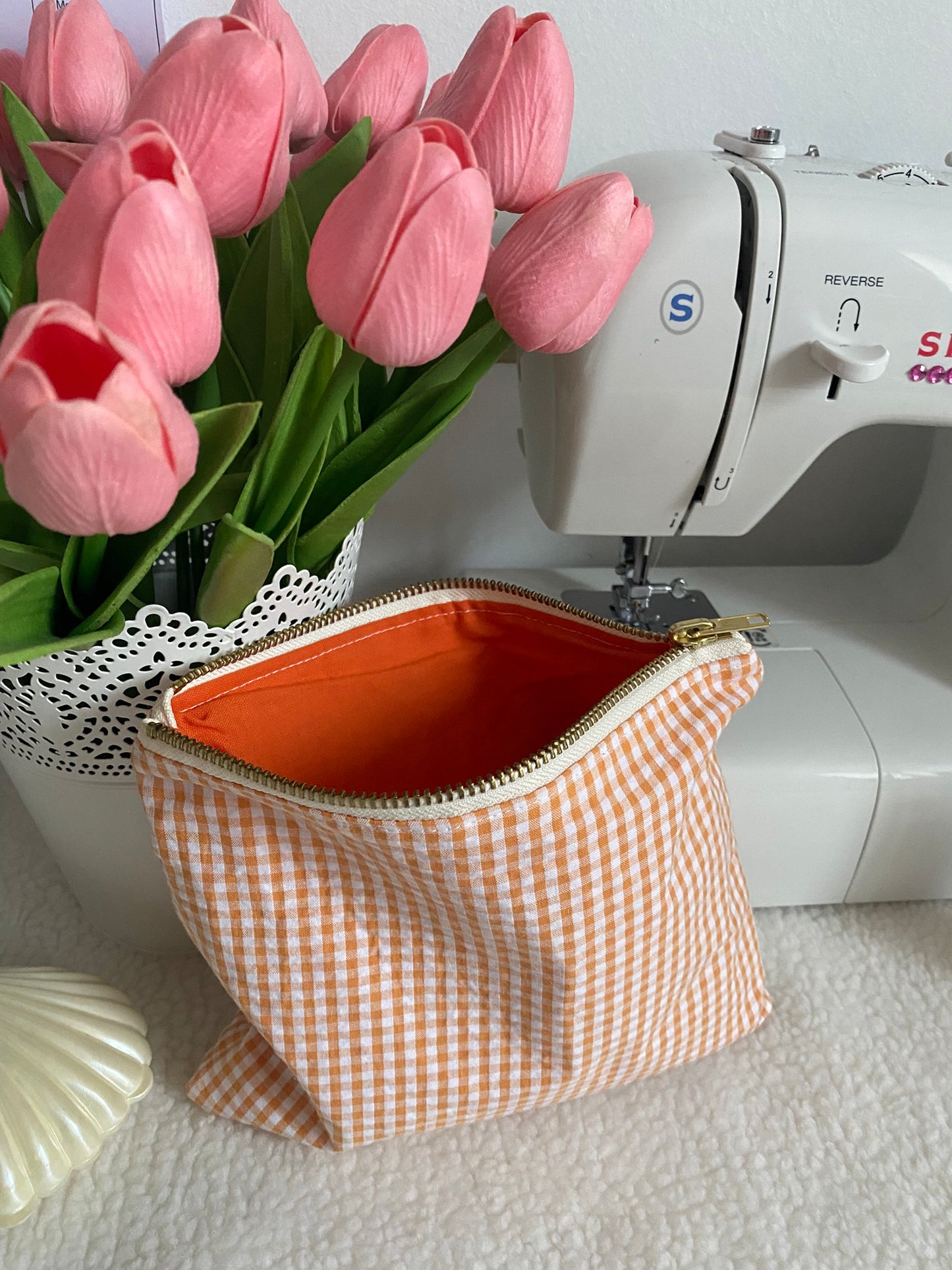 Pochette vichy orange