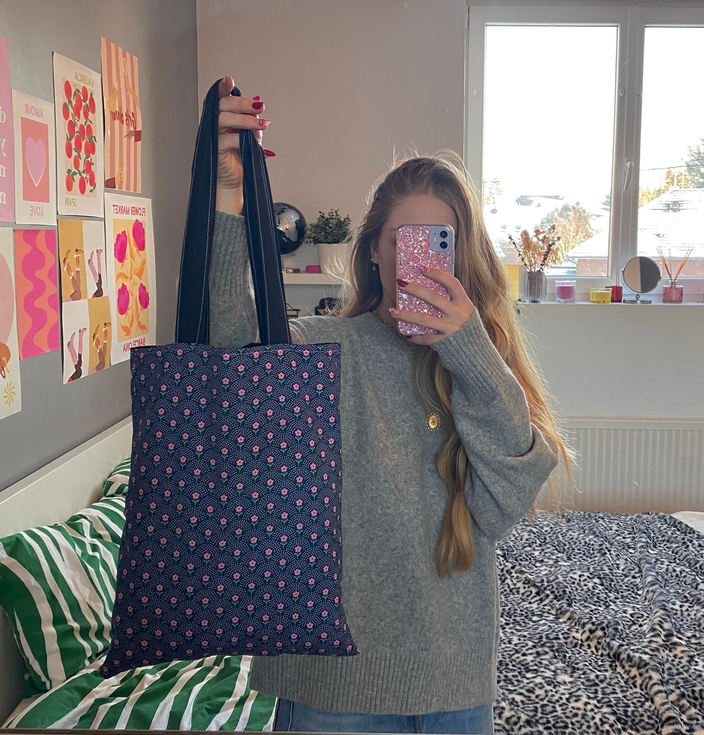 Totebag réversible bleu marine