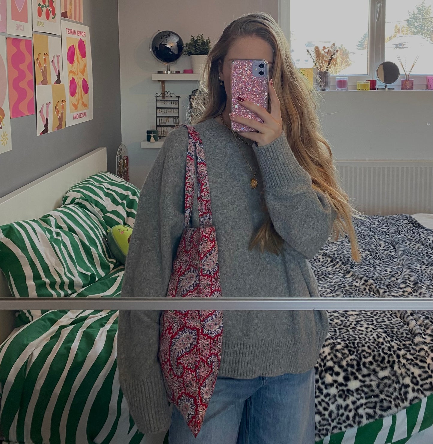 Totebag rouge à motif