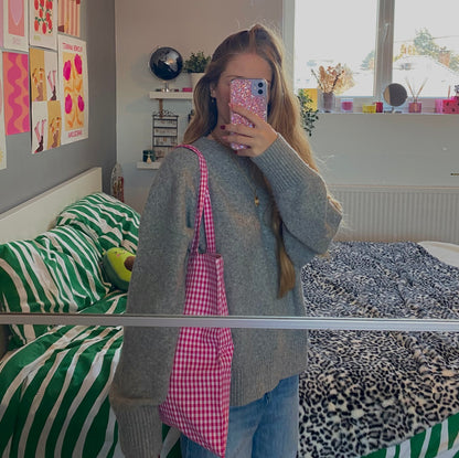 Totebag en vichy rose