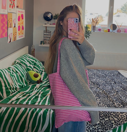 Totebag en vichy rose