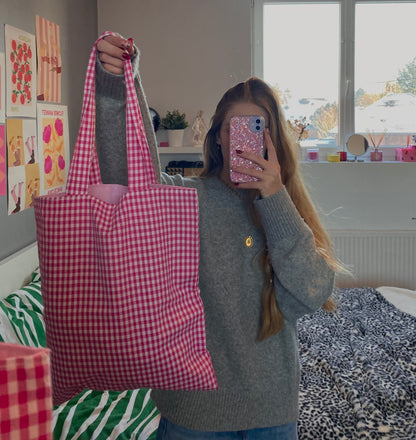 Totebag en vichy rose