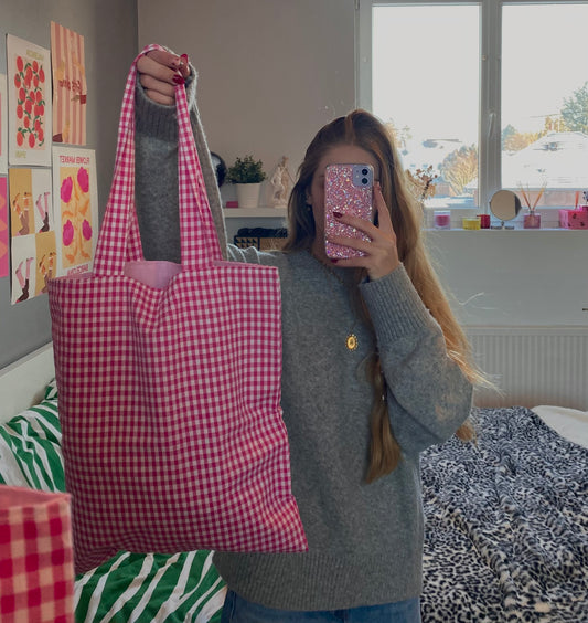 Totebag en vichy rose