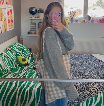 Totebag en vichy beige