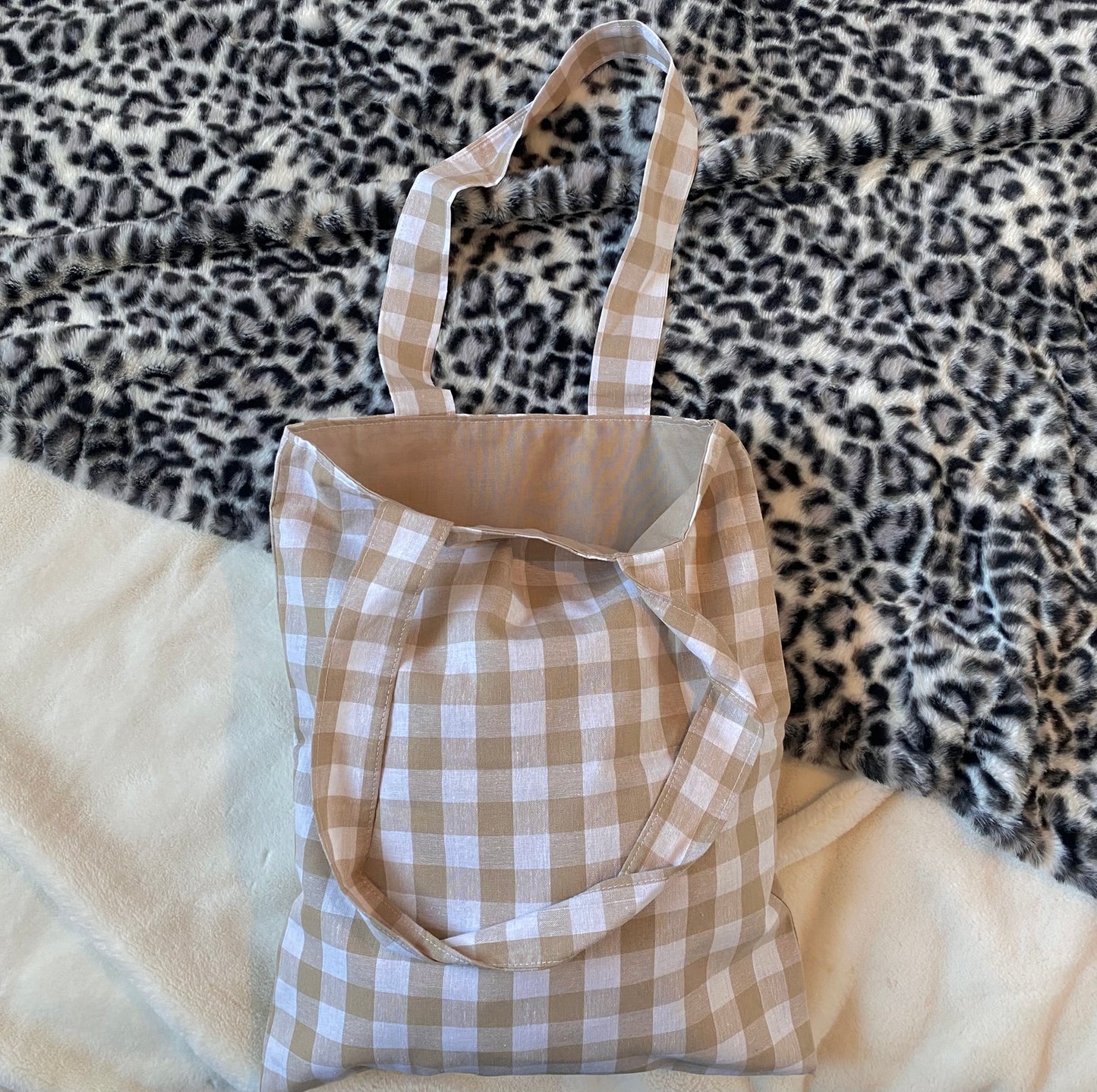 Totebag en vichy beige