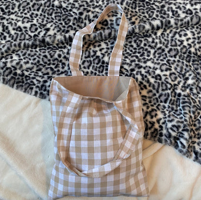 Totebag en vichy beige
