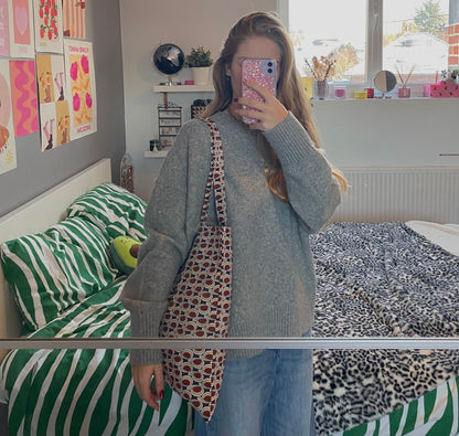 Totebag marron à motif