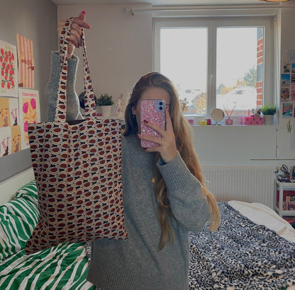 Totebag marron à motif